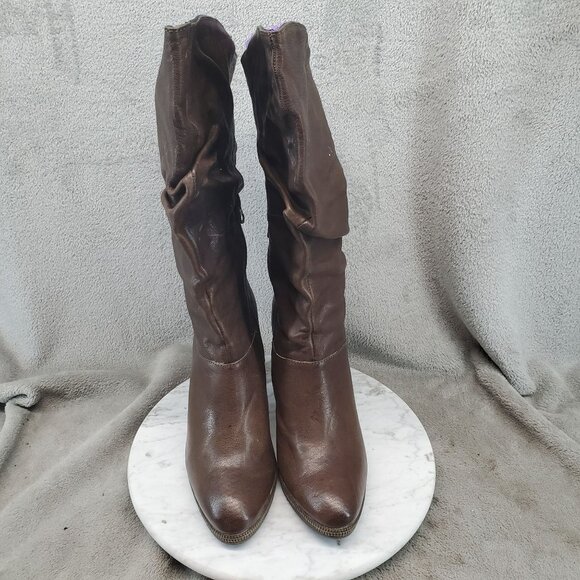 Calvin Klein Boots Womens Size 8.5 Brown Leather Makayla Slouchy Knee Boots - Picture 6 of 12